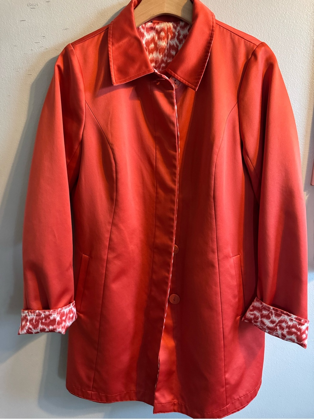 Dennis basso woman’s reversible satin trench coat size Medium